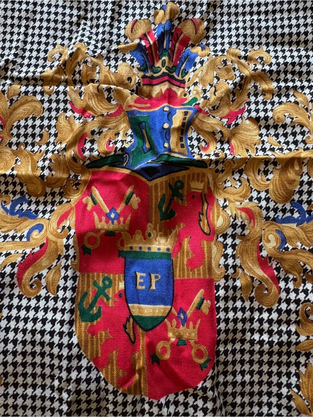 Vintage Evan-Picone Crest Scarf Old Money Preppy Rayon - Picture 5 of 7